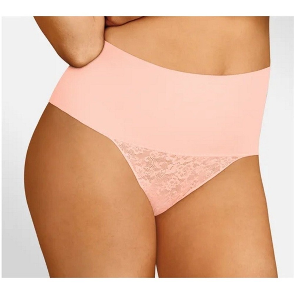 NEW Maidenform S Pink Shaping Lace Thong With Cool Comfort 75829
